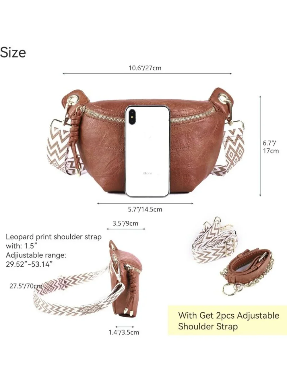 Trendy Women's Fanny Pack Waist Bag - Stylish Crossbody Chest Purse with 2